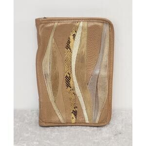Vintage Carlos Falchi Leather Multicolor Snakeskin Design Agenda/Password Wallet
